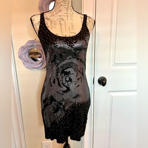 Express Black Sequin Tank Dress